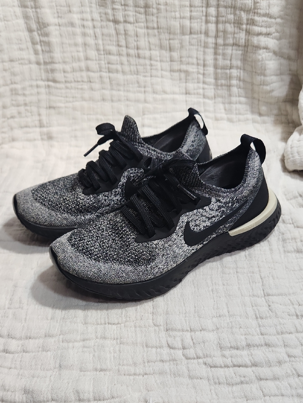 Nike Gray and Black Flyknit Athletic Sneakers